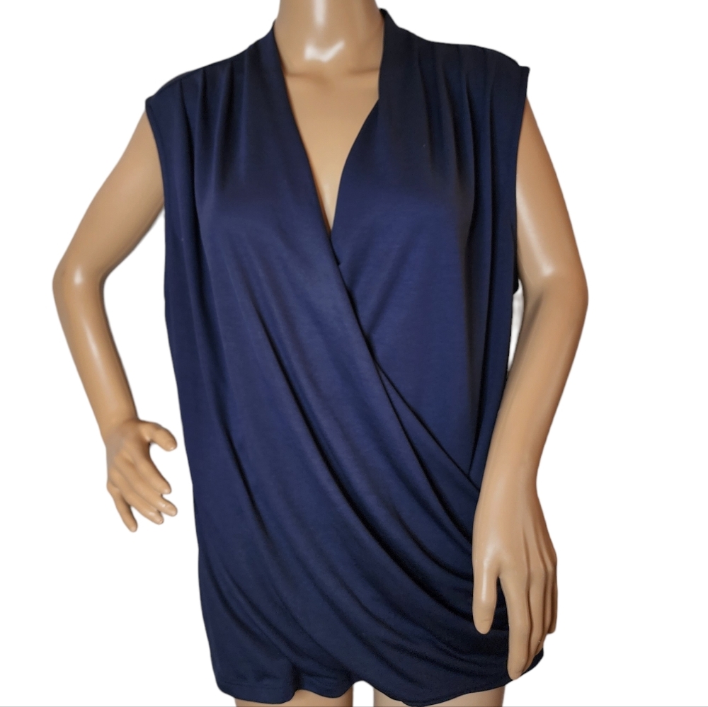 Banana Republic navy modal wrap sleeveless top. Women's size Large.